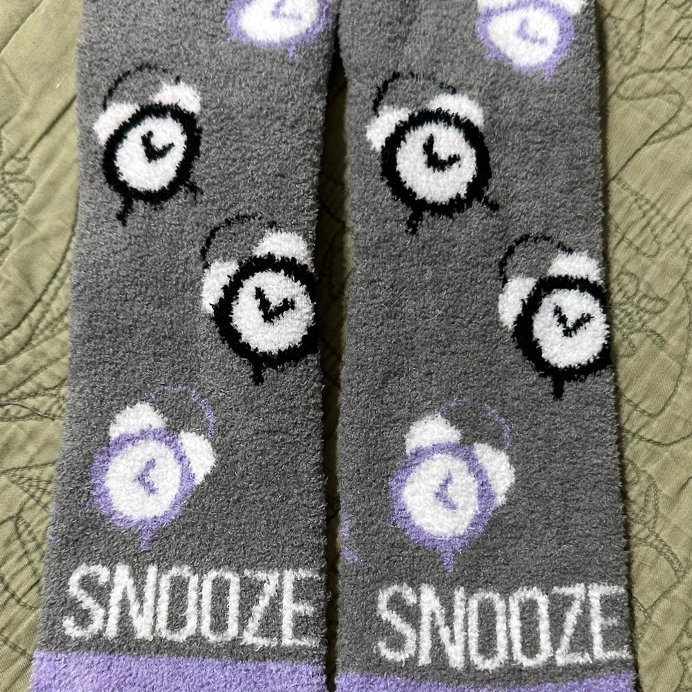 Gray and Purple Snooze Socks